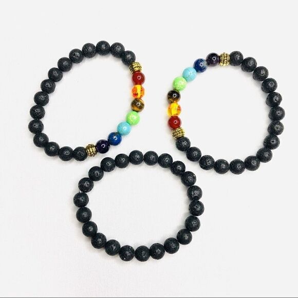Set of (3) Lava Rock Essential Oil Diffuser Bracelets - Picture 10 of 14